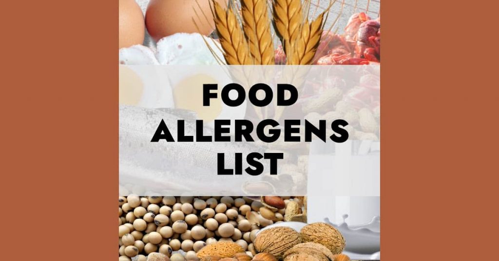common food allergies allergens list